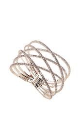 Silbernes mehrlagiges Manschettenarmband mit Strass